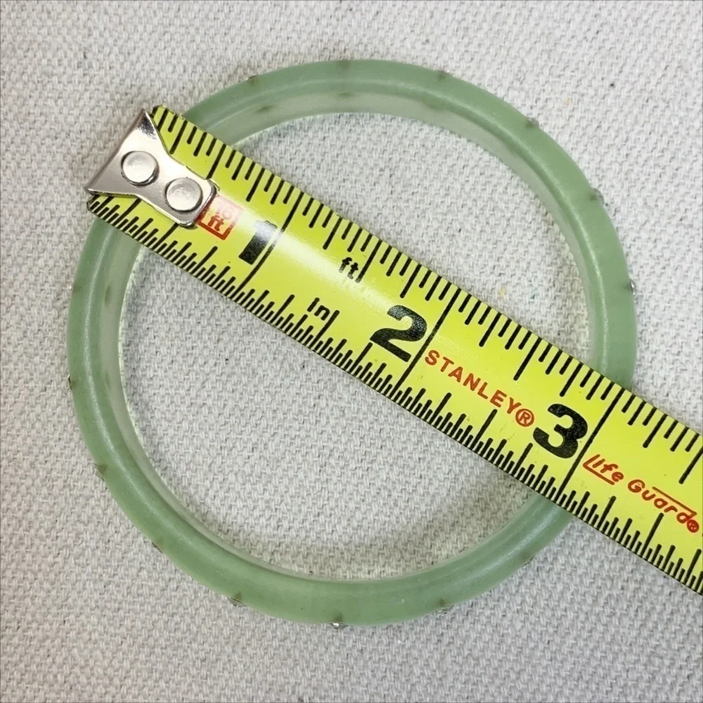 Green frosted acrylic rhinestone bangle Bracelet